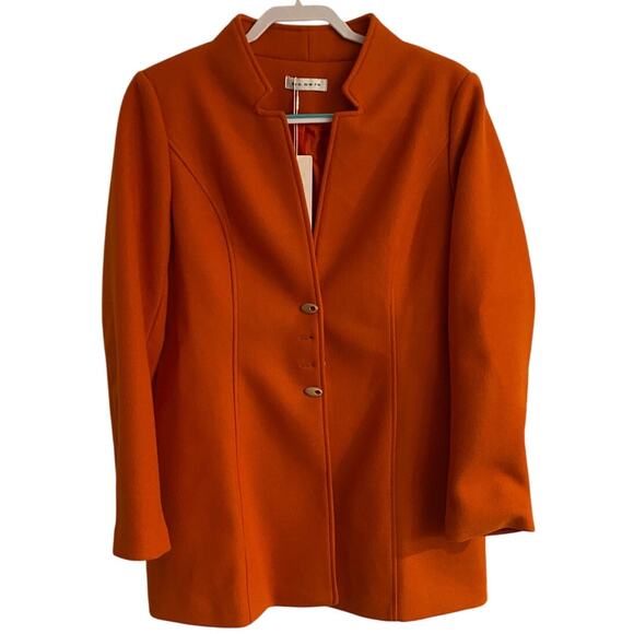 Tendency Orange Jacket Sz XL Stand Up Collar Long Sleeves Button Up Professional - Picture 1 of 5